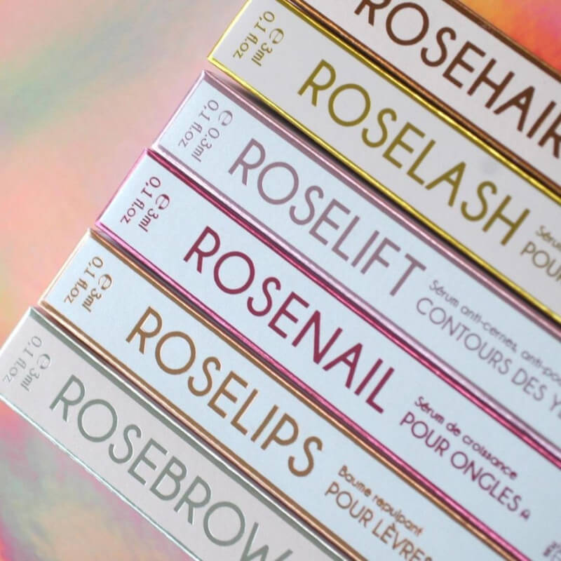 Coffret Sérums cils, sourcils, lèvres, cheveux, ongles, contour yeux ROSEBOX Rosegold Paris