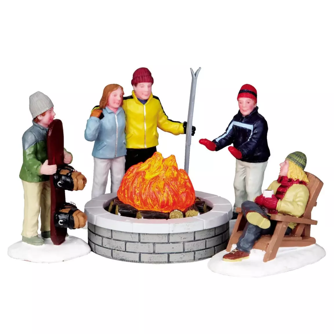 Personnages Lemax Brasero Lumineux avec les amis