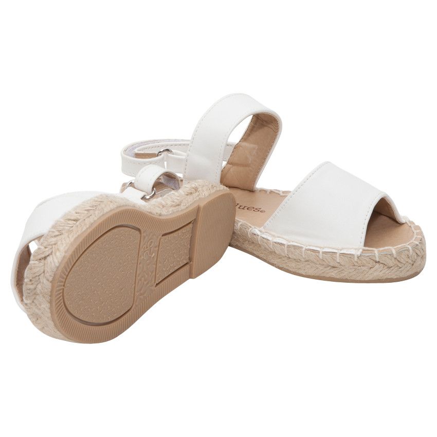 Espadrilles effet cuir avec lanière à scratch - Blanc