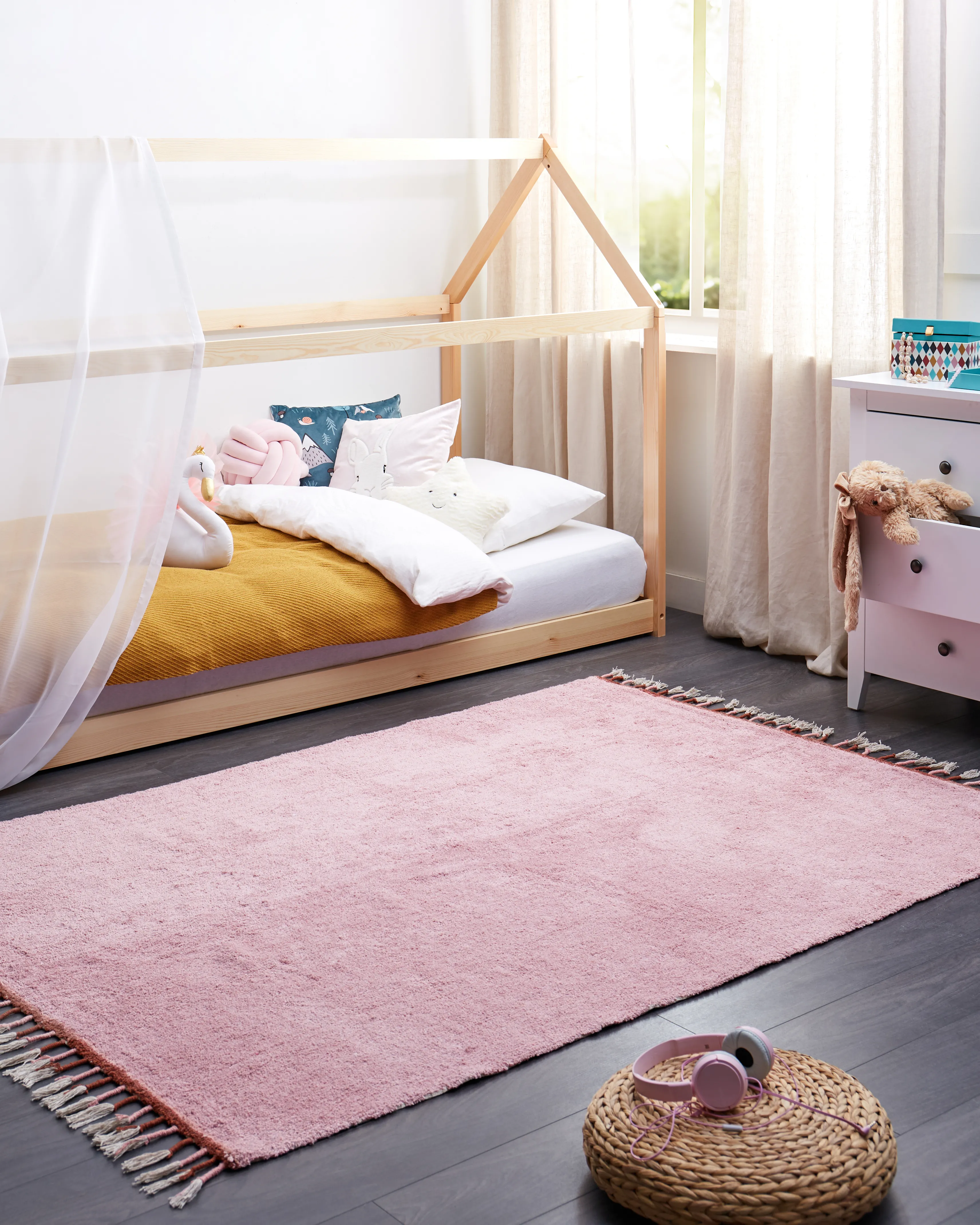 Kindervloerkleed CAPARLI Roze 140 x 200 cm Katoen