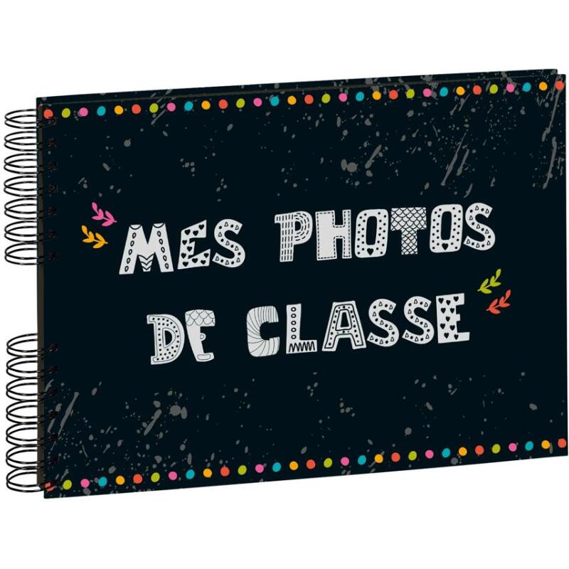 Album photos à spirales 50 pages noires pour photos de classe - 32x22 cm - Visuel