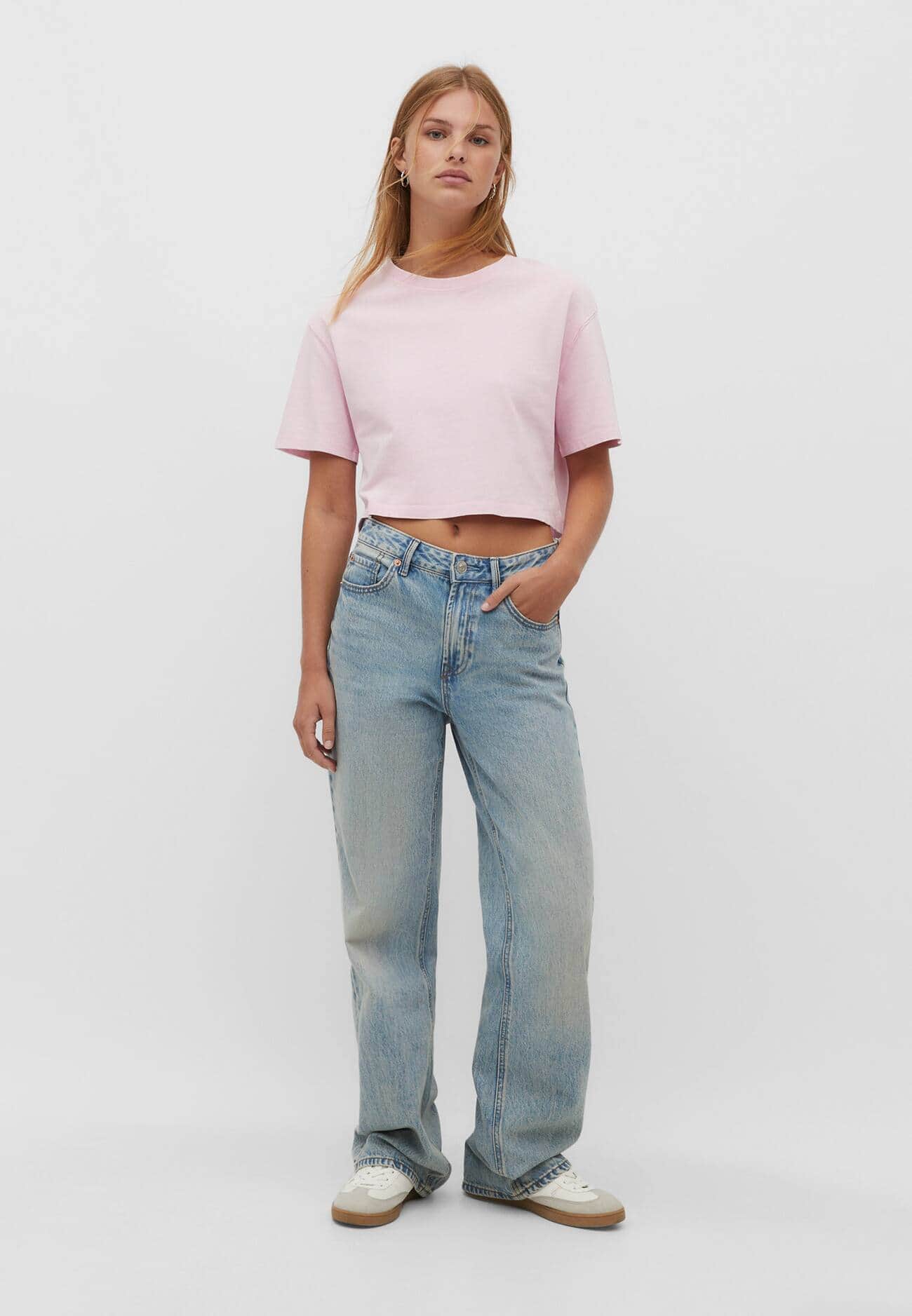 Camiseta cropped de algodão com lavagem ácida