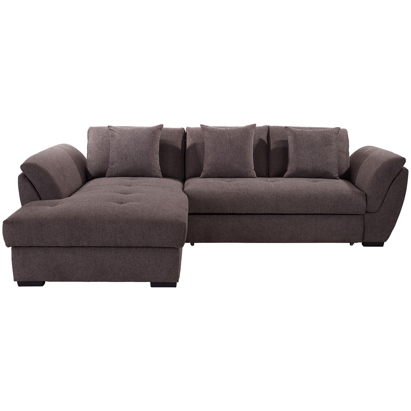 Ecksofa - graubraun - Liegefunktion - Recamiere links