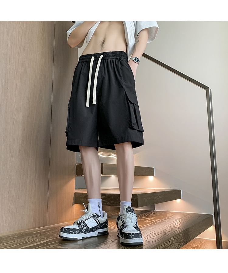 Urtishia - Effen cargoshorts met trekkoordtaille