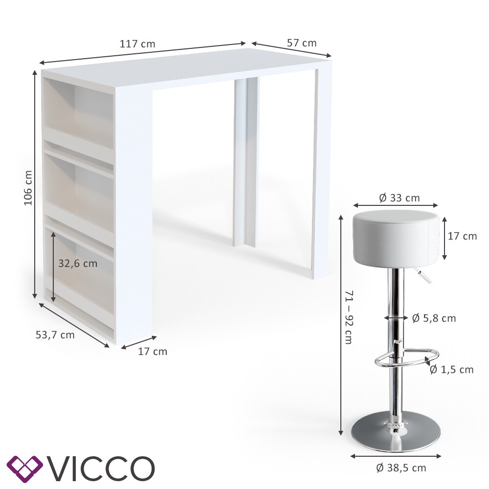 VICCO Bartisch Bar Tresen drei Farben Bartresen Stehtisch Tisch Bistrotisch Küche inkl. Barhocker