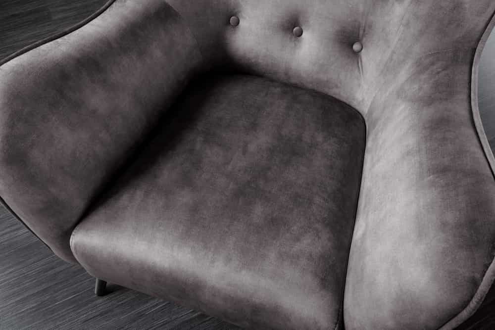 Design XL Sessel AMSTERDAM grau Samt schwarze Metallbeine Retro Stil