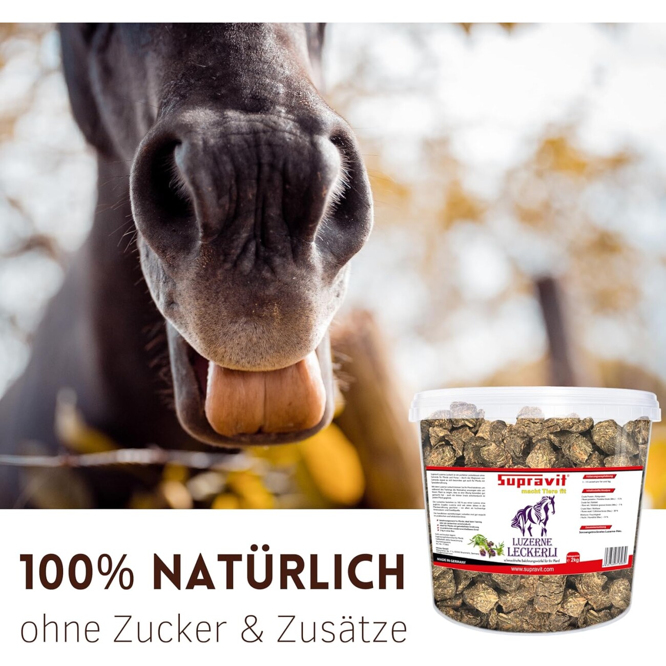 Supravit Luzerne Pferde Leckerli 2kg Eimer