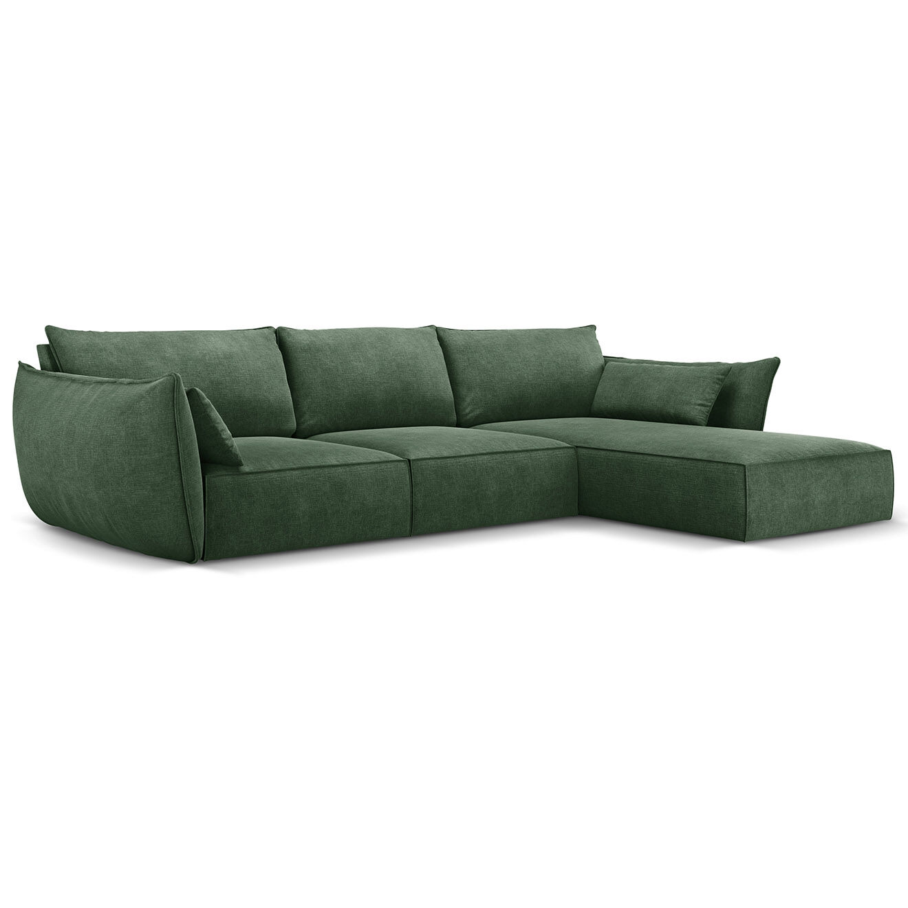 Mazzini Sofas Canapé D'Angle Droit Vanda 5 Places 2 vert bouteille - 208x166x85 cm