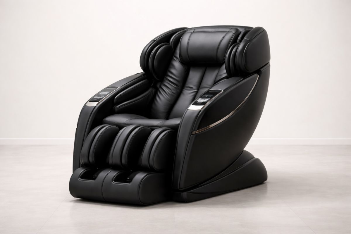 Massagesessel Leder Schwarz mit Mehreren Modi und Automatischer Neigung