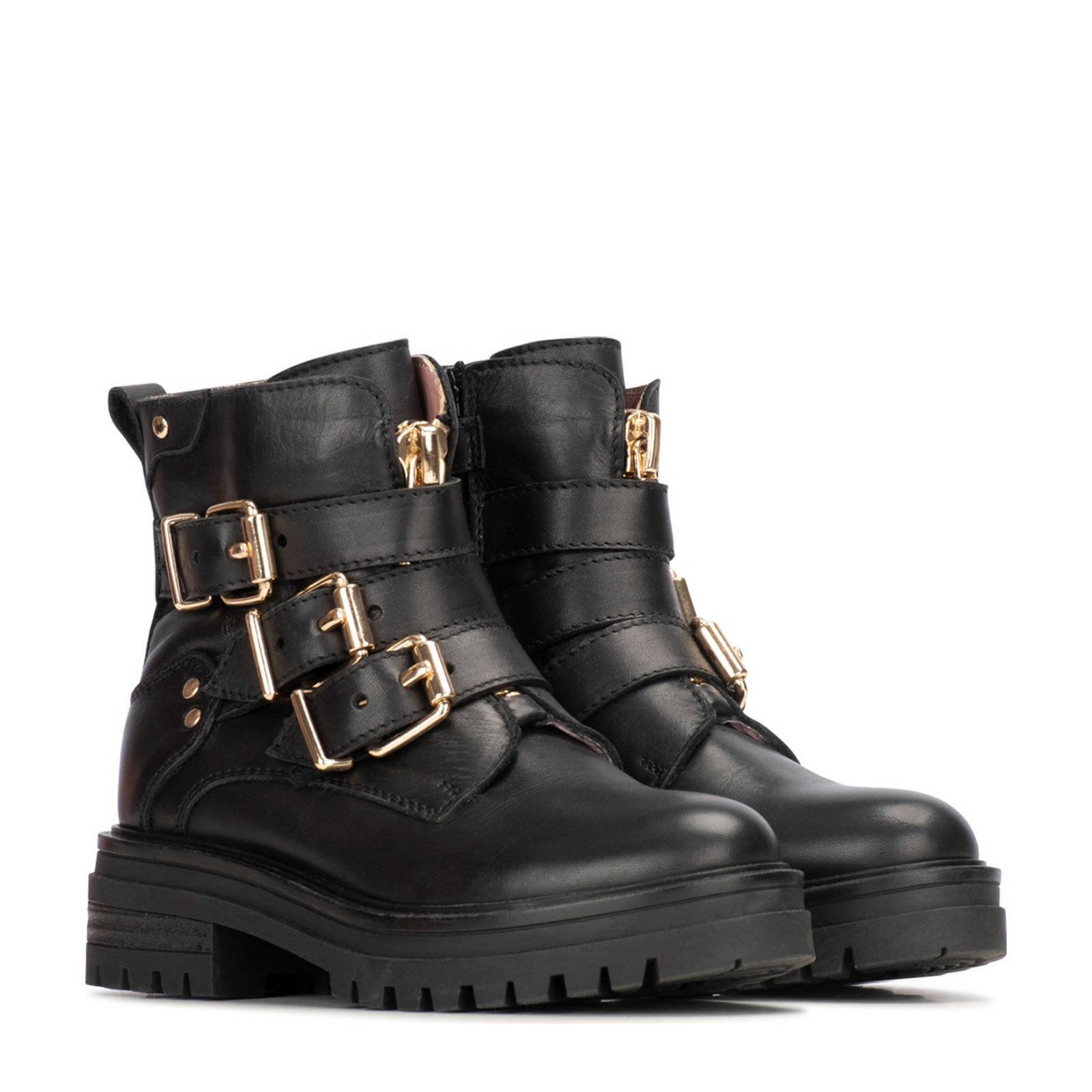 PS Poelman Monk  leren enkelboots zwart