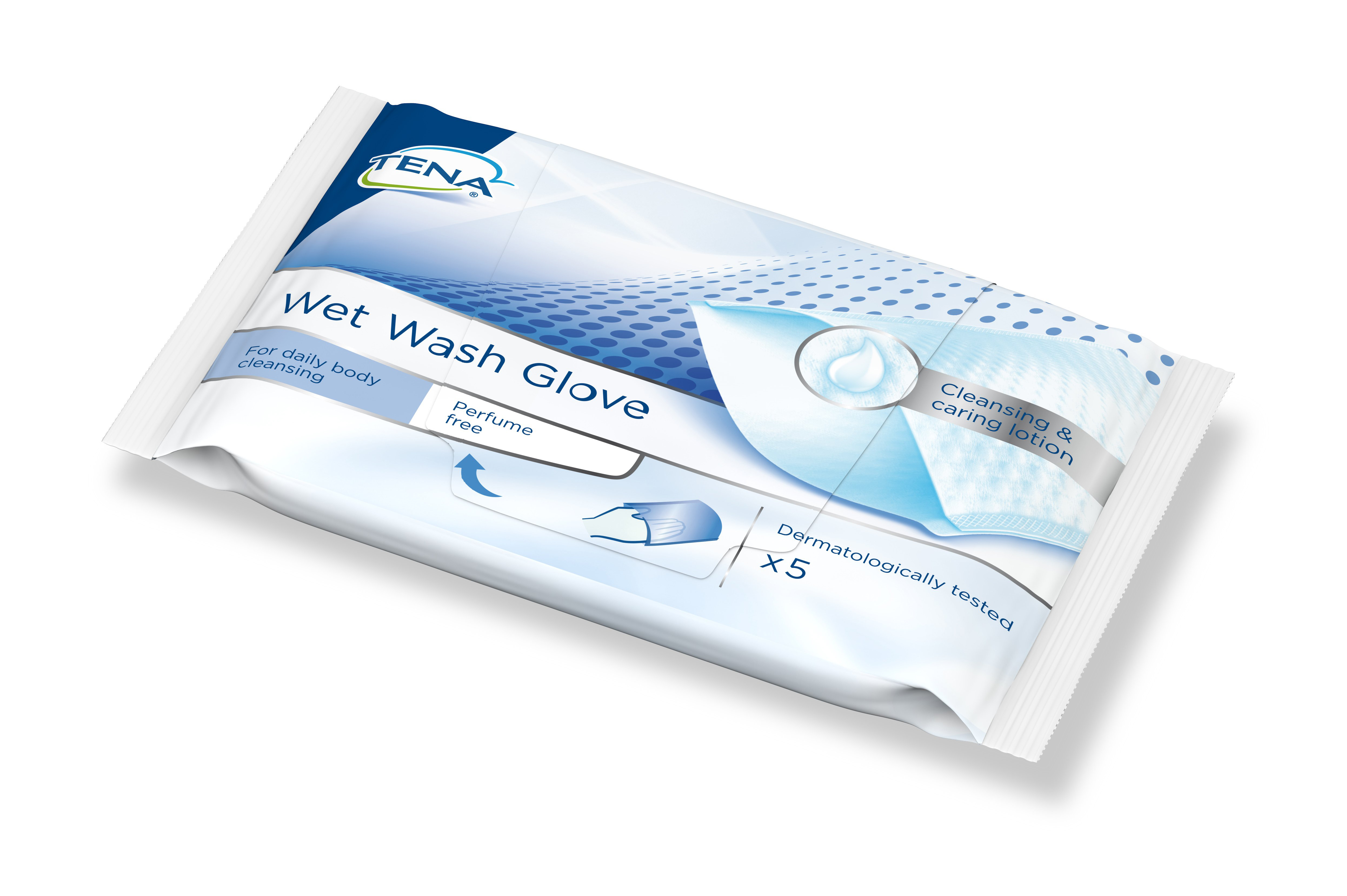 TENA Wet Wash Glove<br>5 Stück, unparfümiert