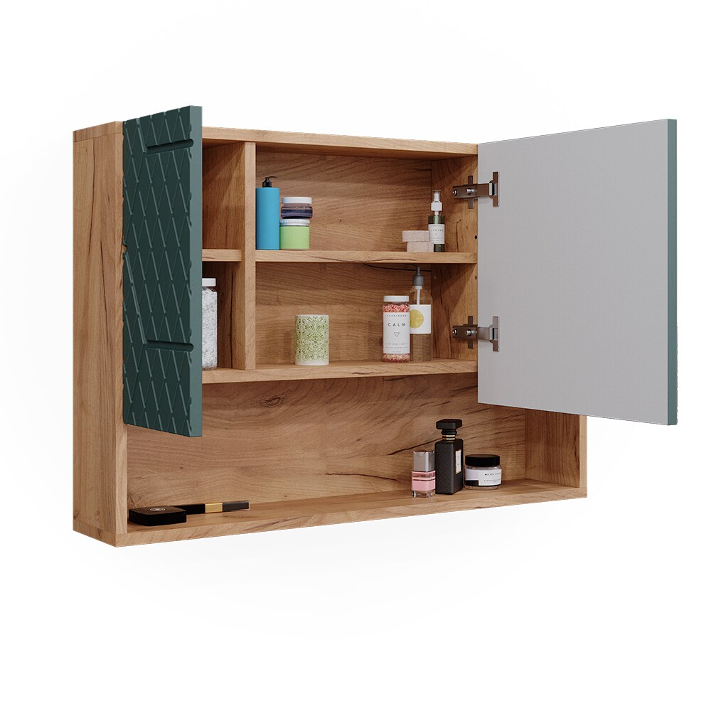 Vicco Badspiegelschrank Irma Eiche Grün 80 x 55 cm Badezimmer