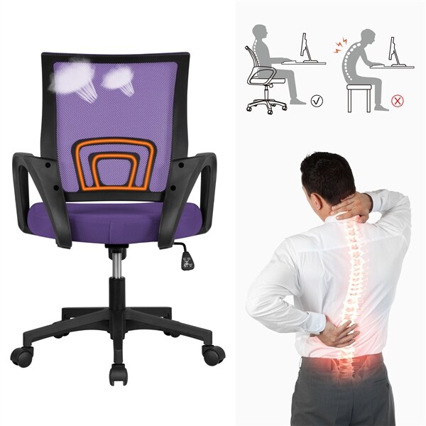 Yaheetech Bürostuhl Ergonomischer Schreibtischstuhl Drehstuhl Chefsessel mit Netzbezug Office Desk Chair