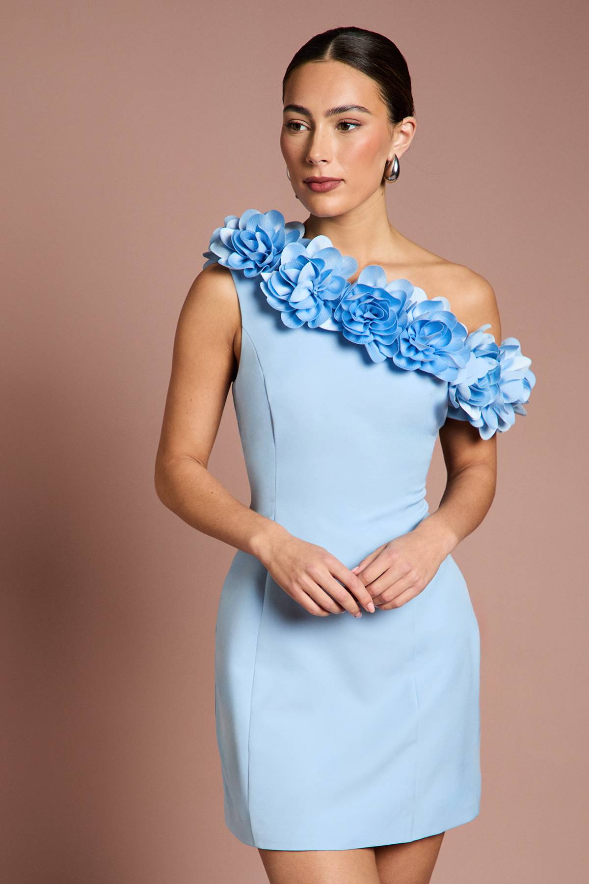 Coast Robe Mini à Une Épaule avec Fleurs 3D