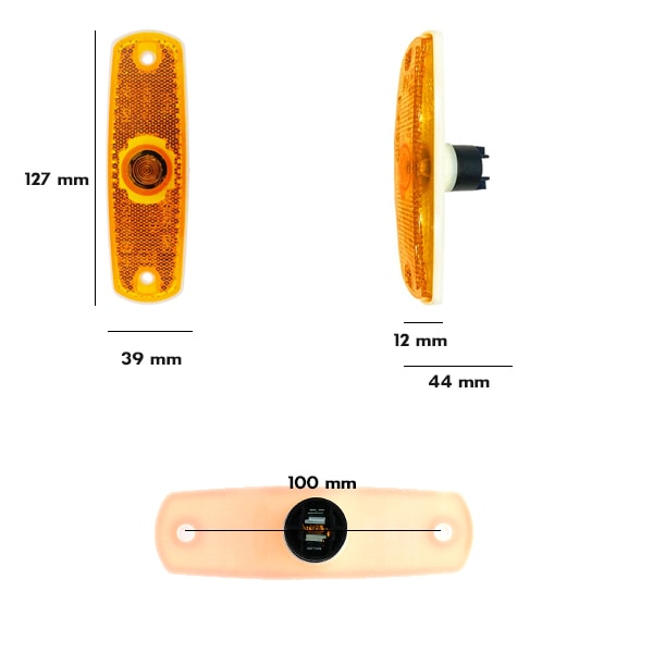 Feu de gabarit latéral HELLA orange 127x39x12 mm