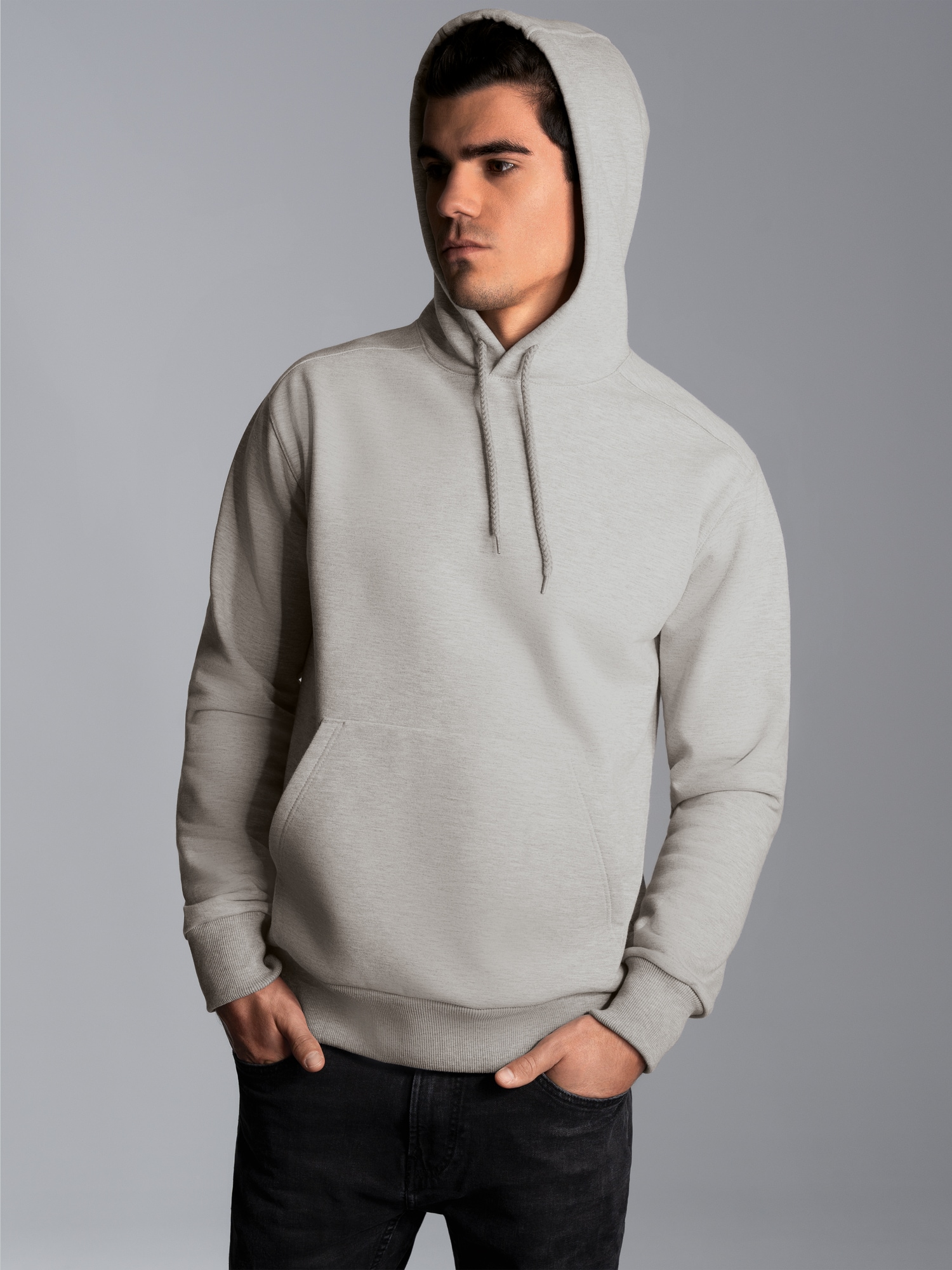 Hoodie aus SweatqualitätGrau-melange
