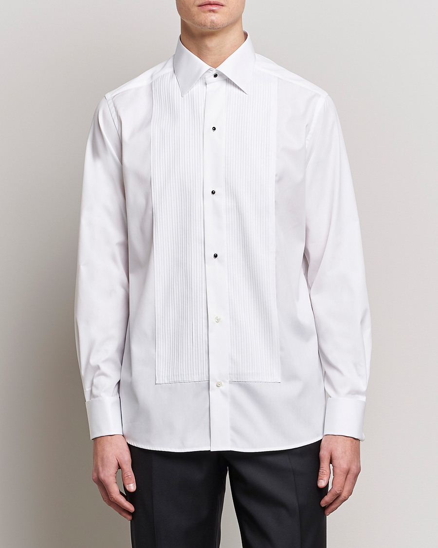 Eton Custom Fit Tuxedo Shirt Black Ribbon White