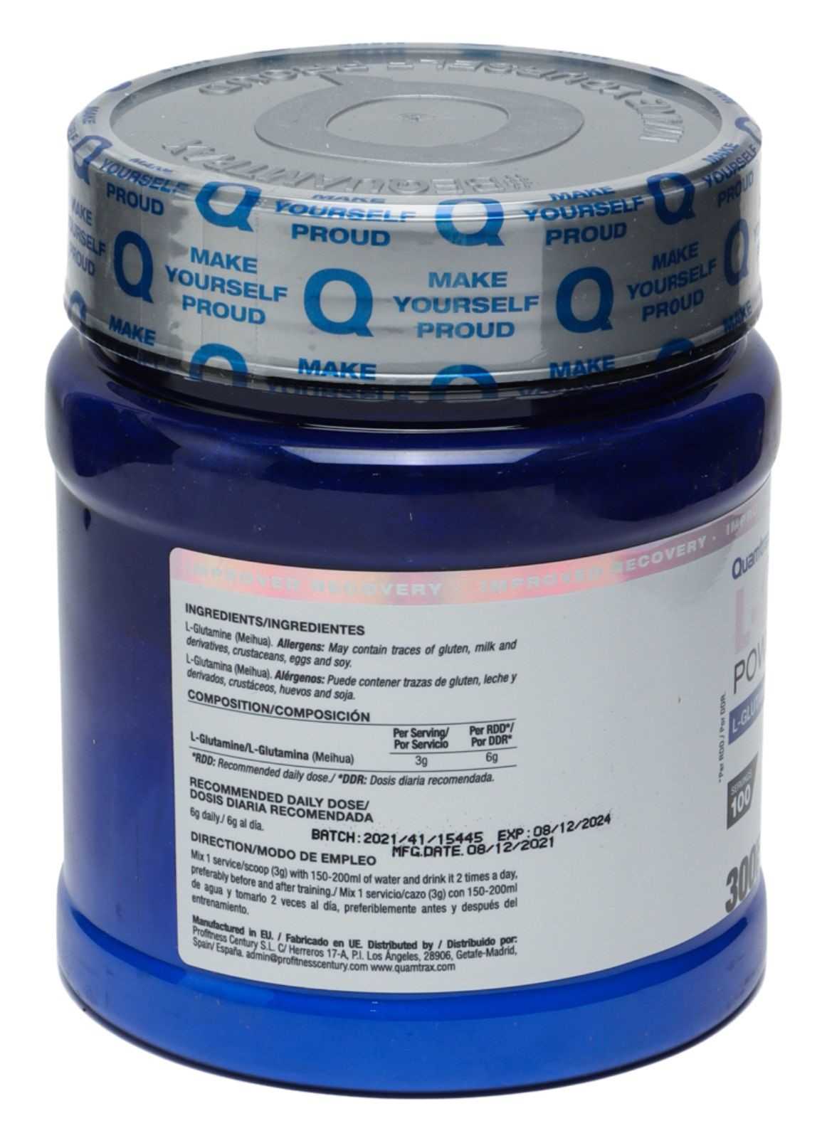 Quamtrax L-Glutamina 300 g Qualidade Meihua™