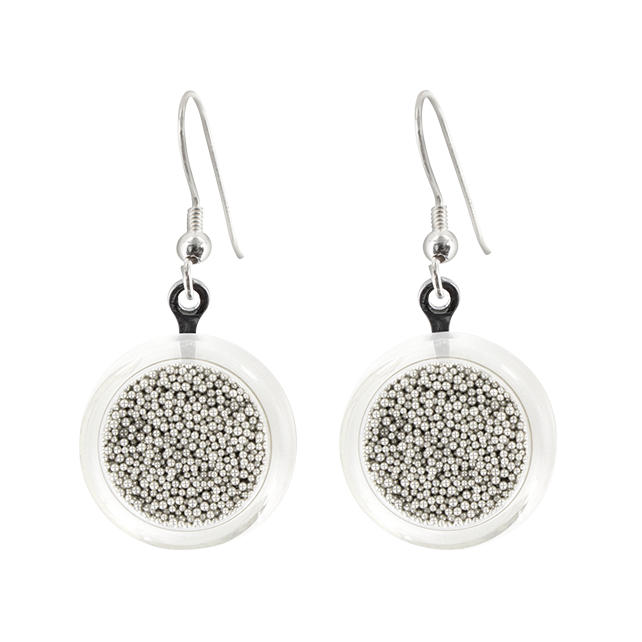 Boucles d'oreilles crochet en verre soufflées - Cachou Billes