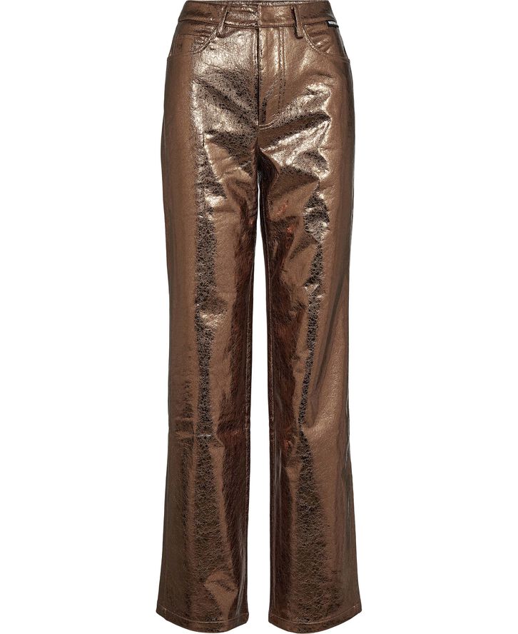 ROTATE Birger Christensen Textured High Waist Pants Toasted coconut