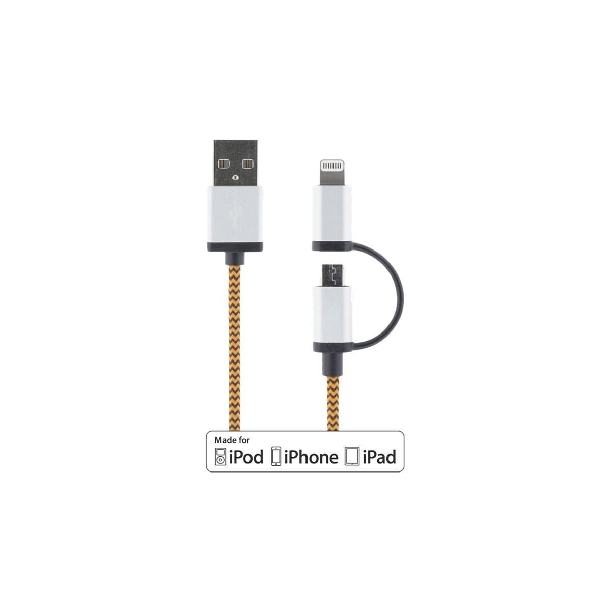 DELTACO USB-kabel, USB Micro B ha och lightning ha, MFi, 1m, orange