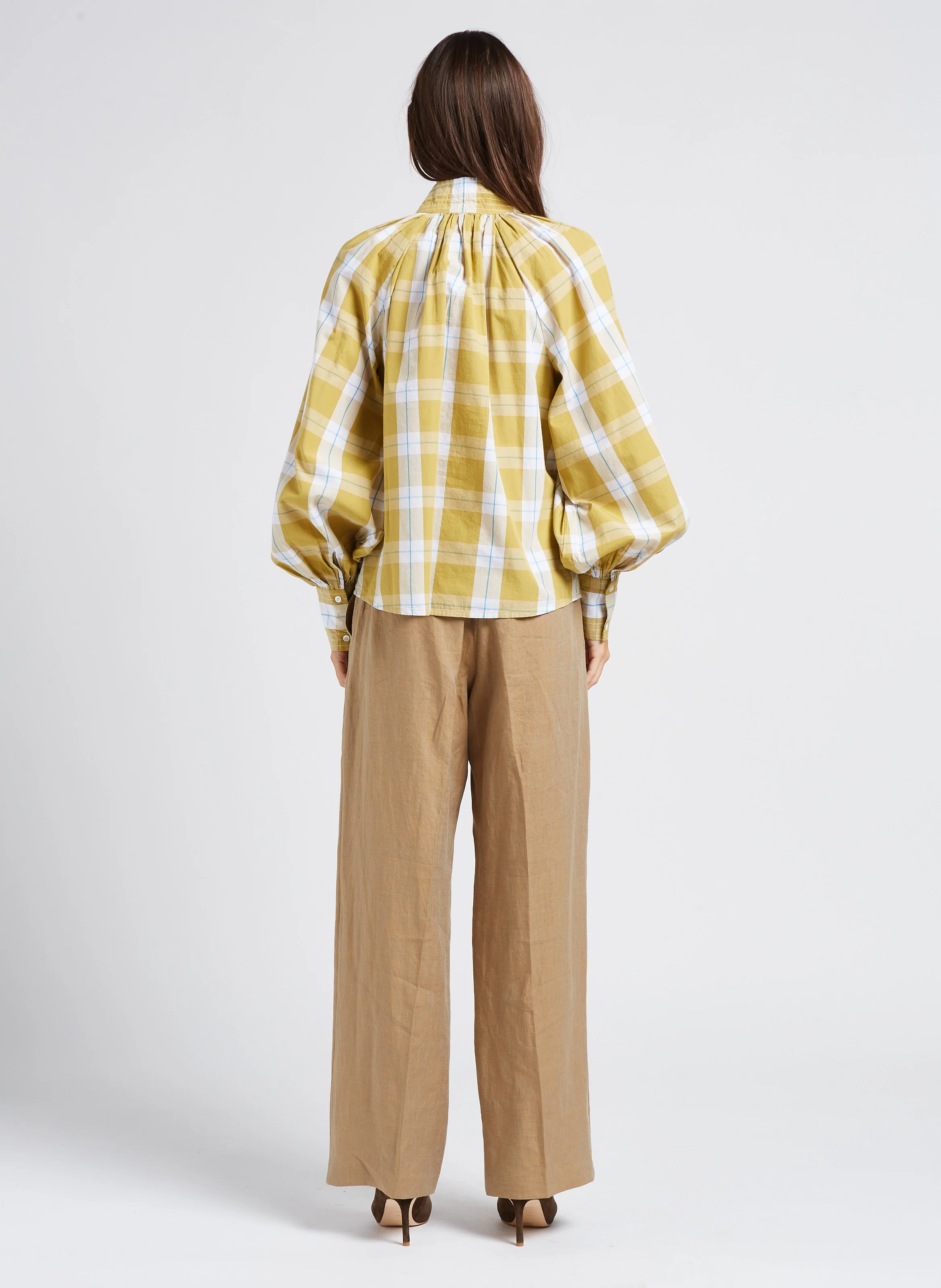 TAUSTIN - Pantalon large à clous colorés | Beige