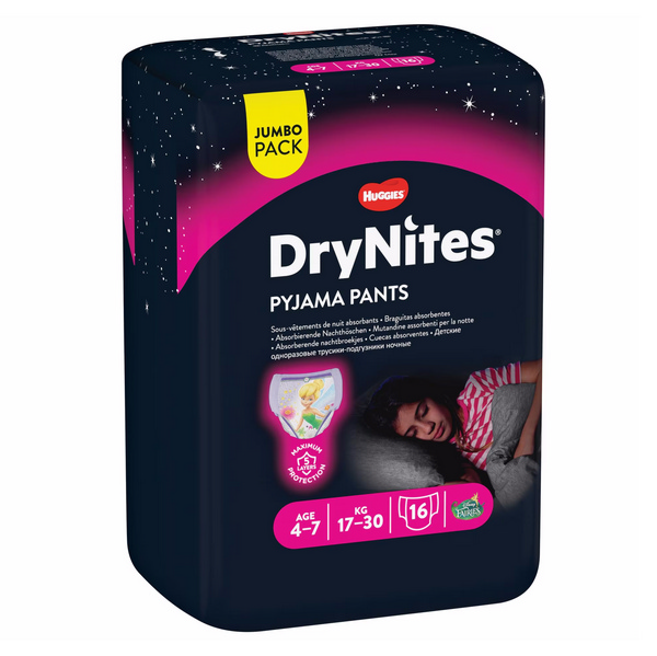 HUGGIES Nachtwindeln M 17-30kg Girl 4-7 Jahre 16 Stk