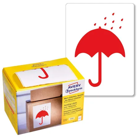 Avery Zweckform 7252 Symbol Warnetiketten 74 x 100 mm, 1 Rolle/200 Etiketten, rot