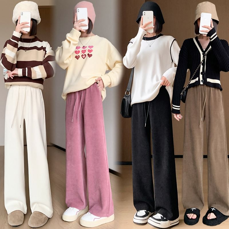 Jaqmine - Hoge taille effen wijde broek