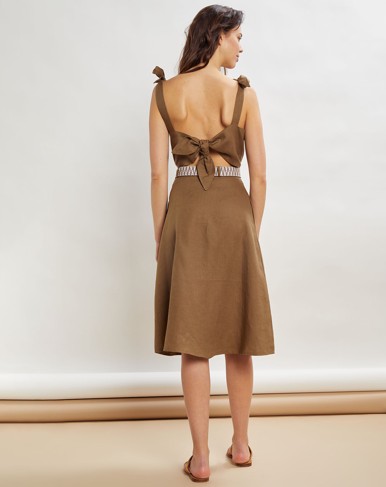La Petite Francaise Robe 100% Lin Ritchie kaki