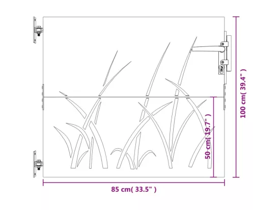 Portail de jardin 85x100 cm acier corten conception d'herbe