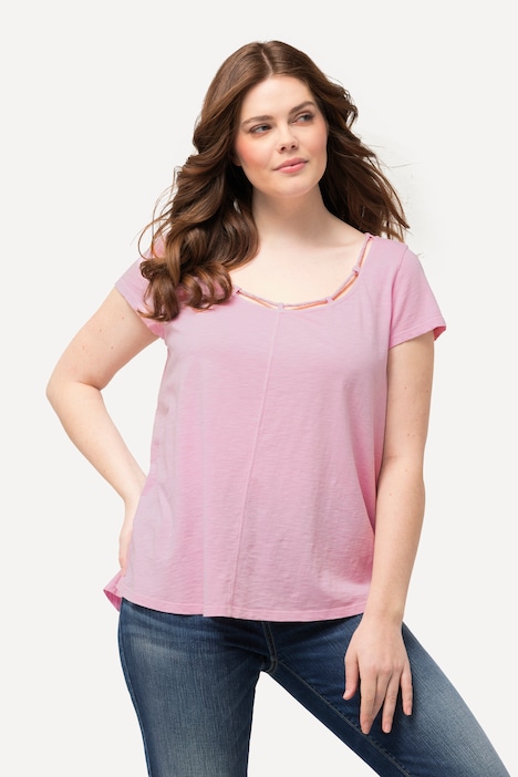 T-Shirt, Kordel, A-Linie, Rundhals, Halbarm