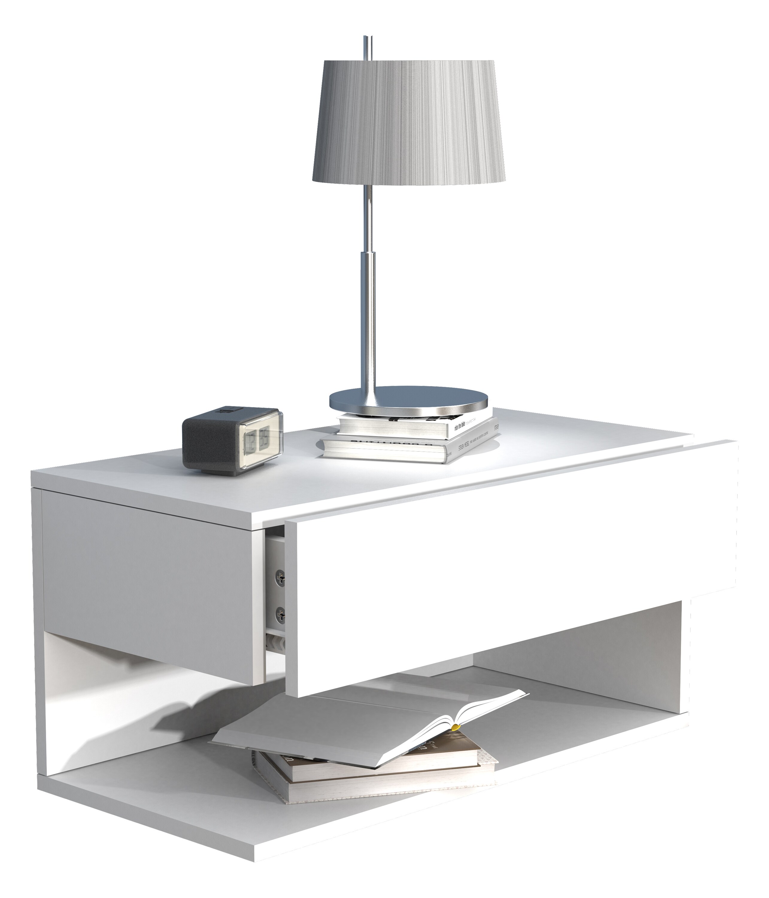 VCM Holz Wandschublade Nachtschrank Wandboard Schublade Konsole Nachttisch Usal XL 60 cm