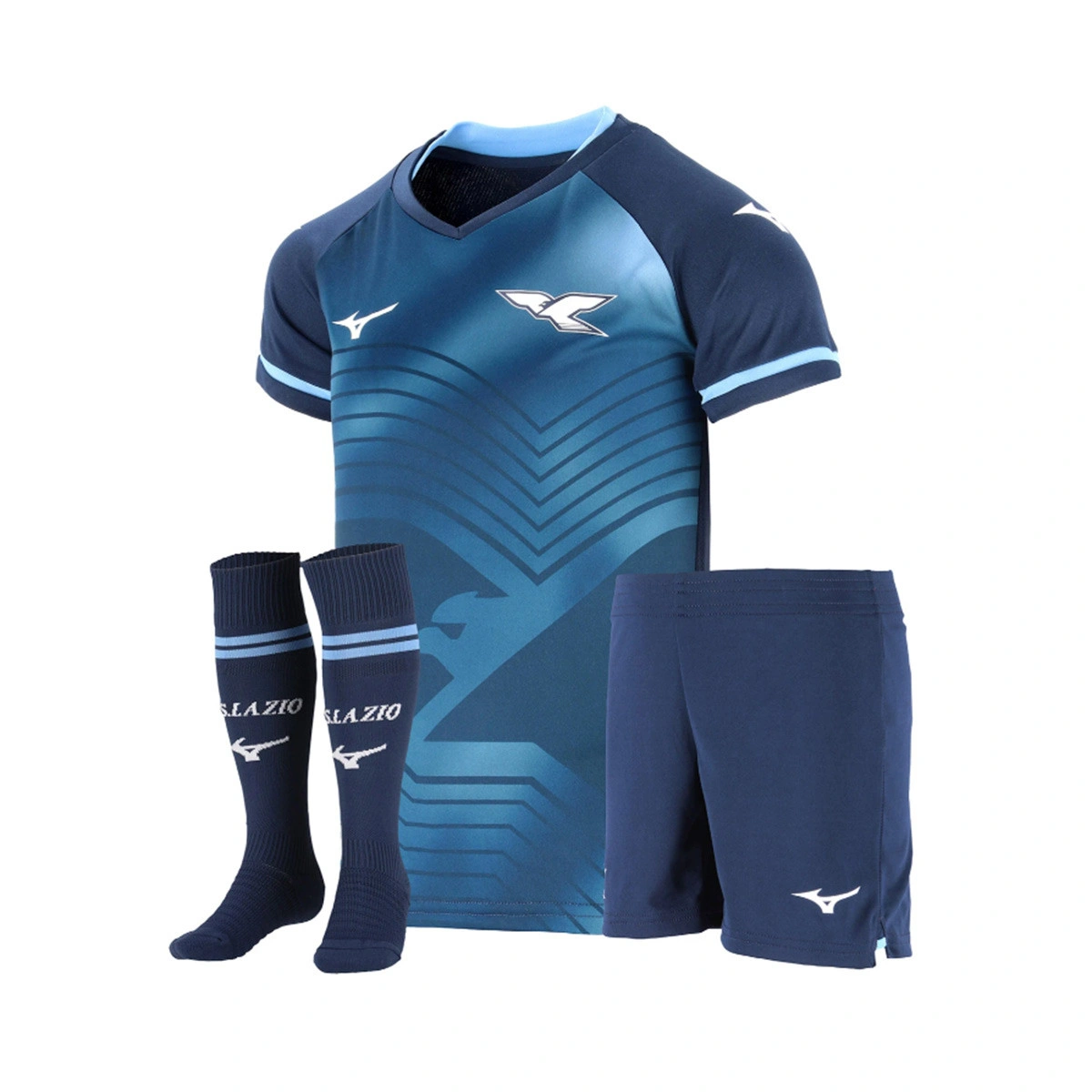 Conjunto Mizuno Lazio Segundo Equipamento 2025-2026 Criança