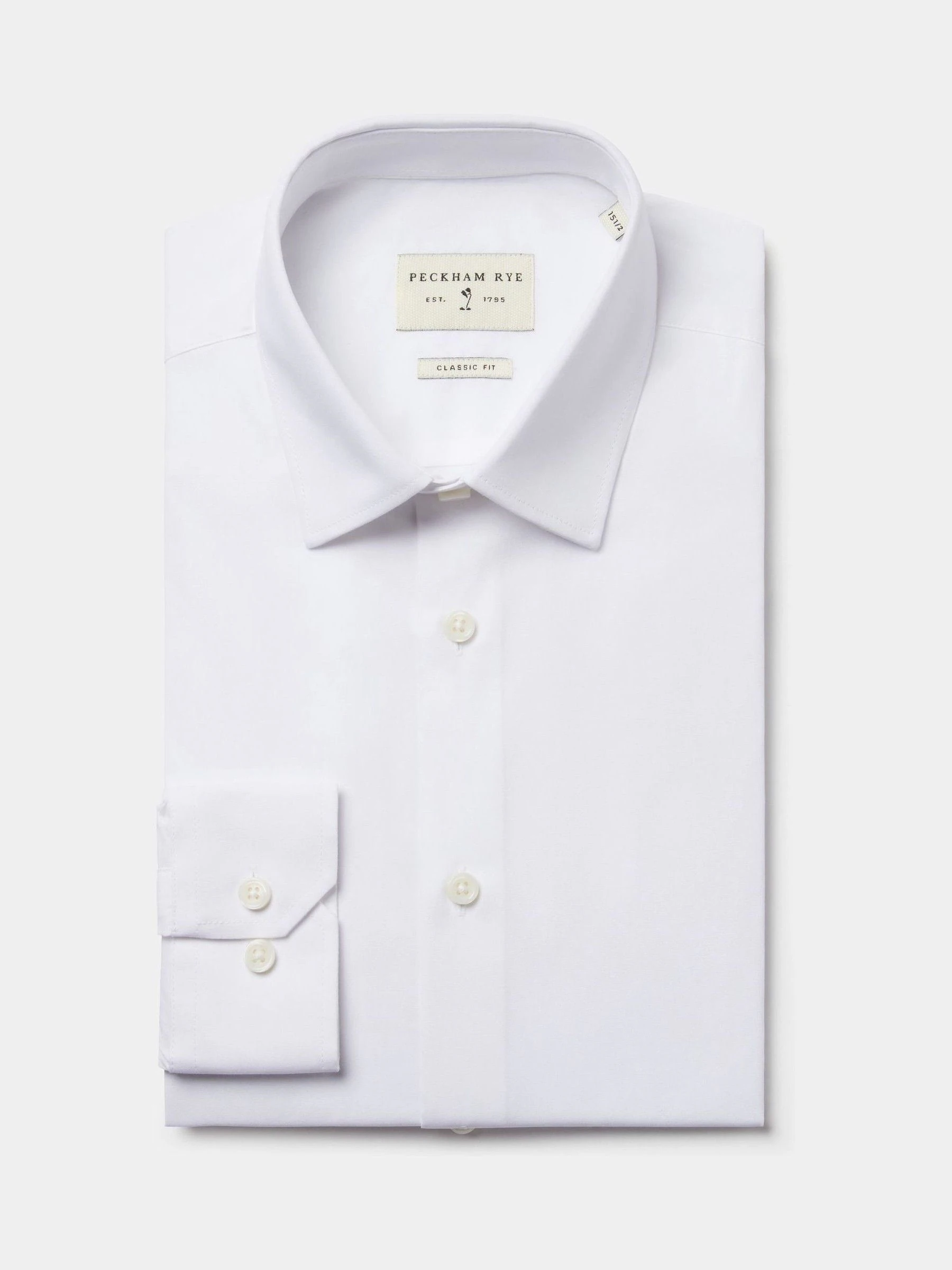 Wit - Peckham Rye poplin-overhemd met lange mouwen van 100% katoen