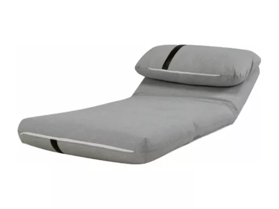 BASILUS - Chauffeuse Convertible Multipositions Tissu Gris Chiné avec bande Noire