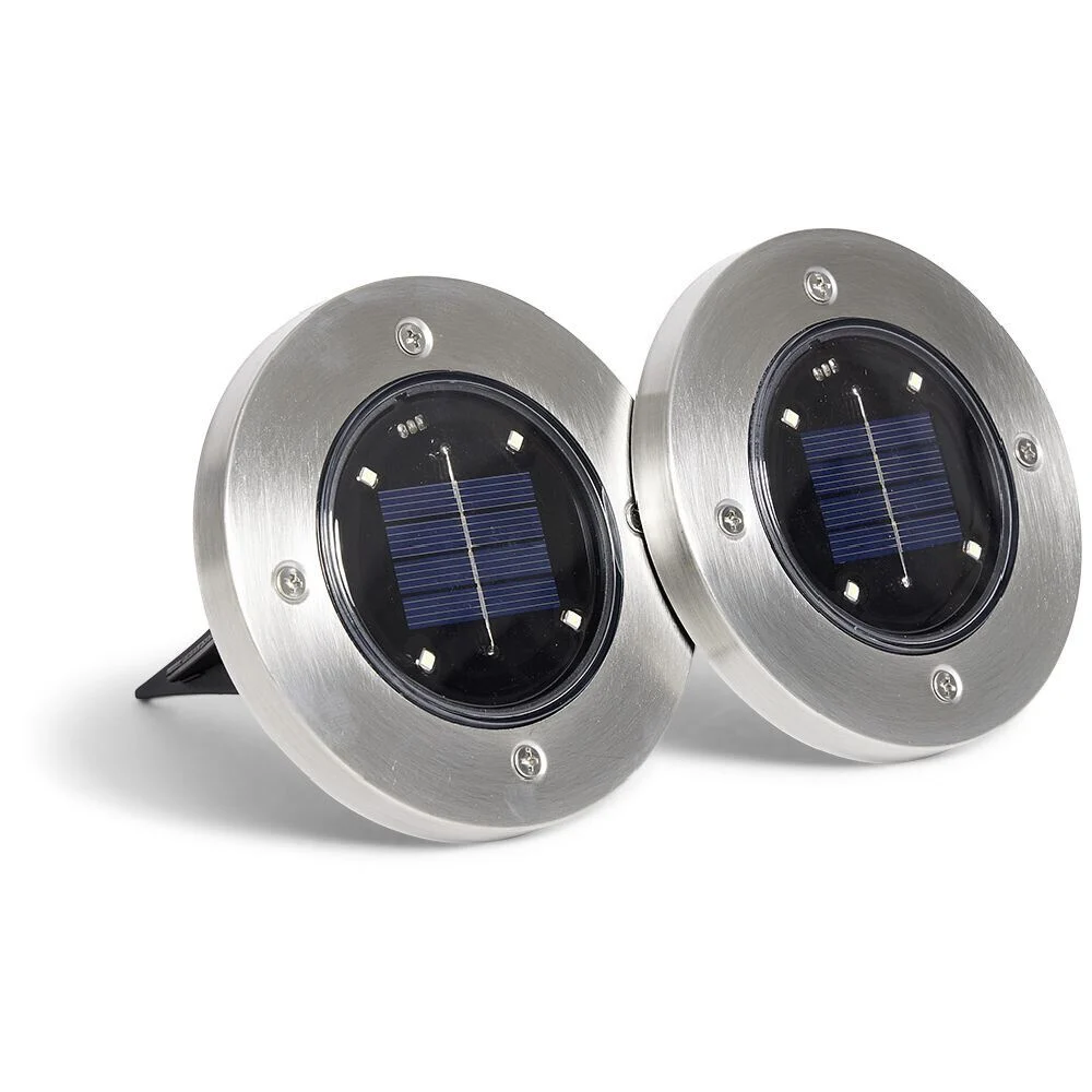 Spot solaire encastrable LED blanc froid à planter x2