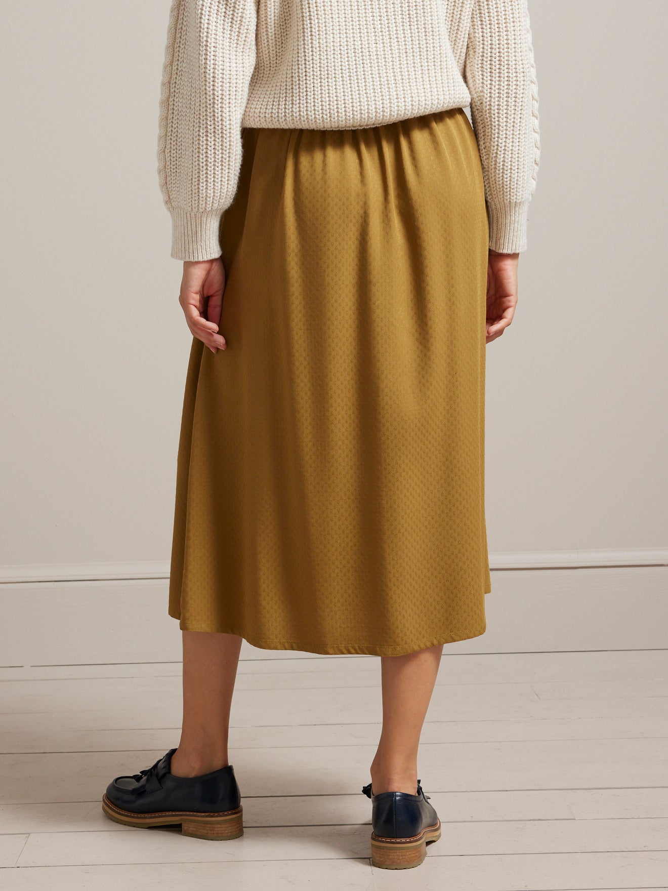 Jupe mi-longue unie femme viscose dobby