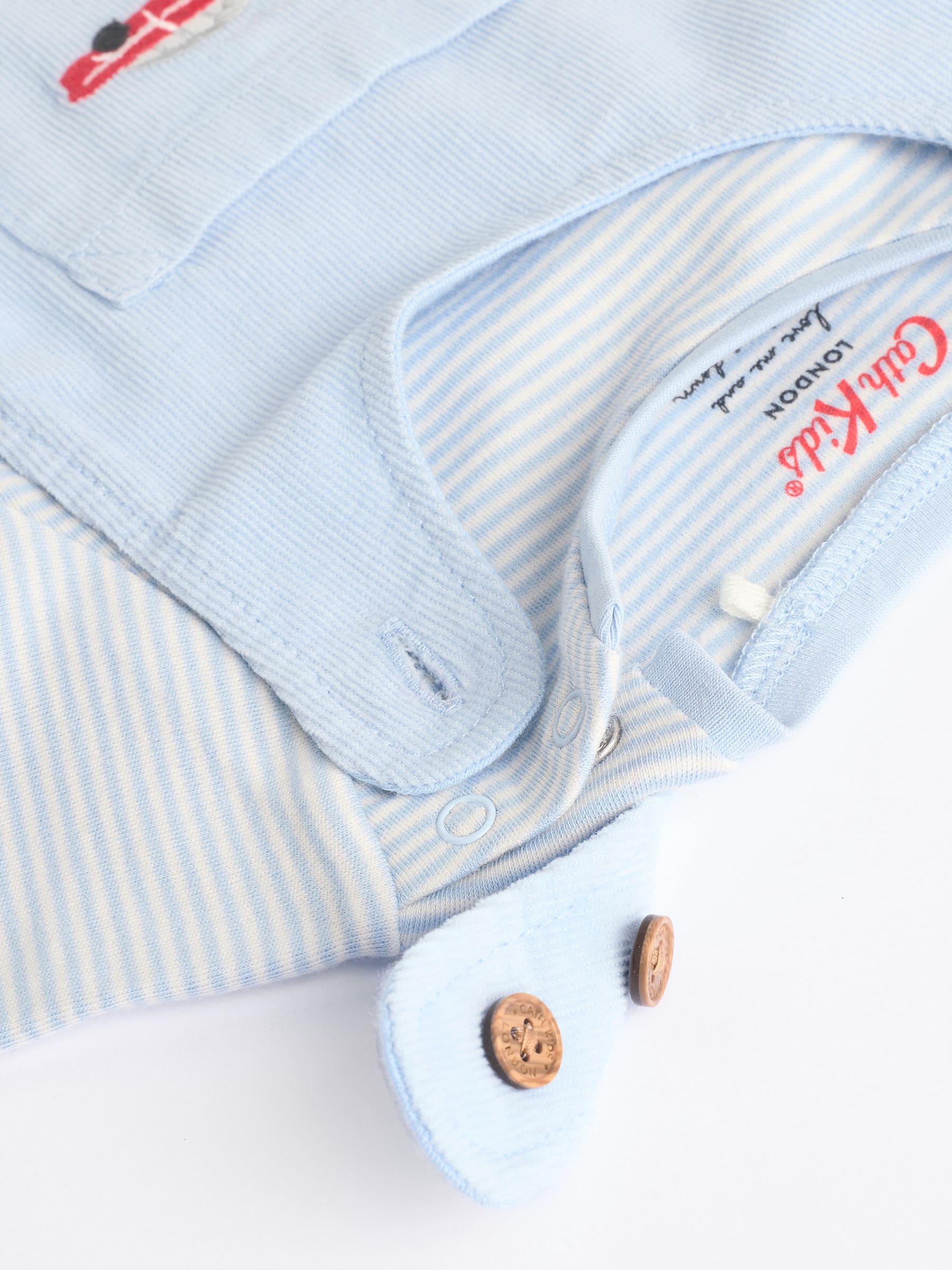 Blauw - Baby Corduroy 100% Cotton Dungaree and Bodysuit Set