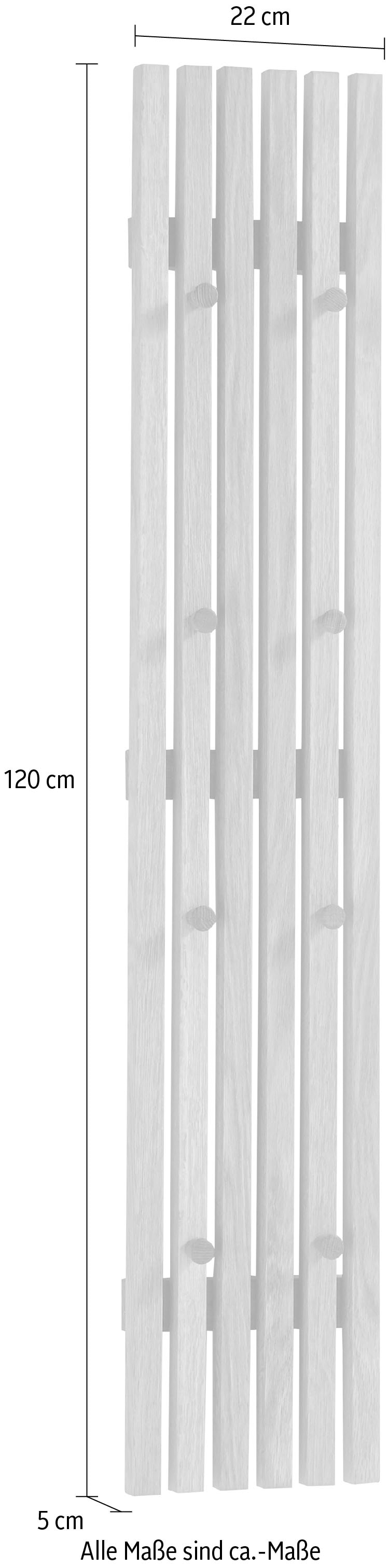 MCA furniture Garderobenpaneel »Alwar, TOPSELLER!« Garderobenpaneel, Wandgarderobe, OTTOs Choice,  Breite ca. 22 cm, mit 8 Kleiderhaken, Eiche Massiv geölt