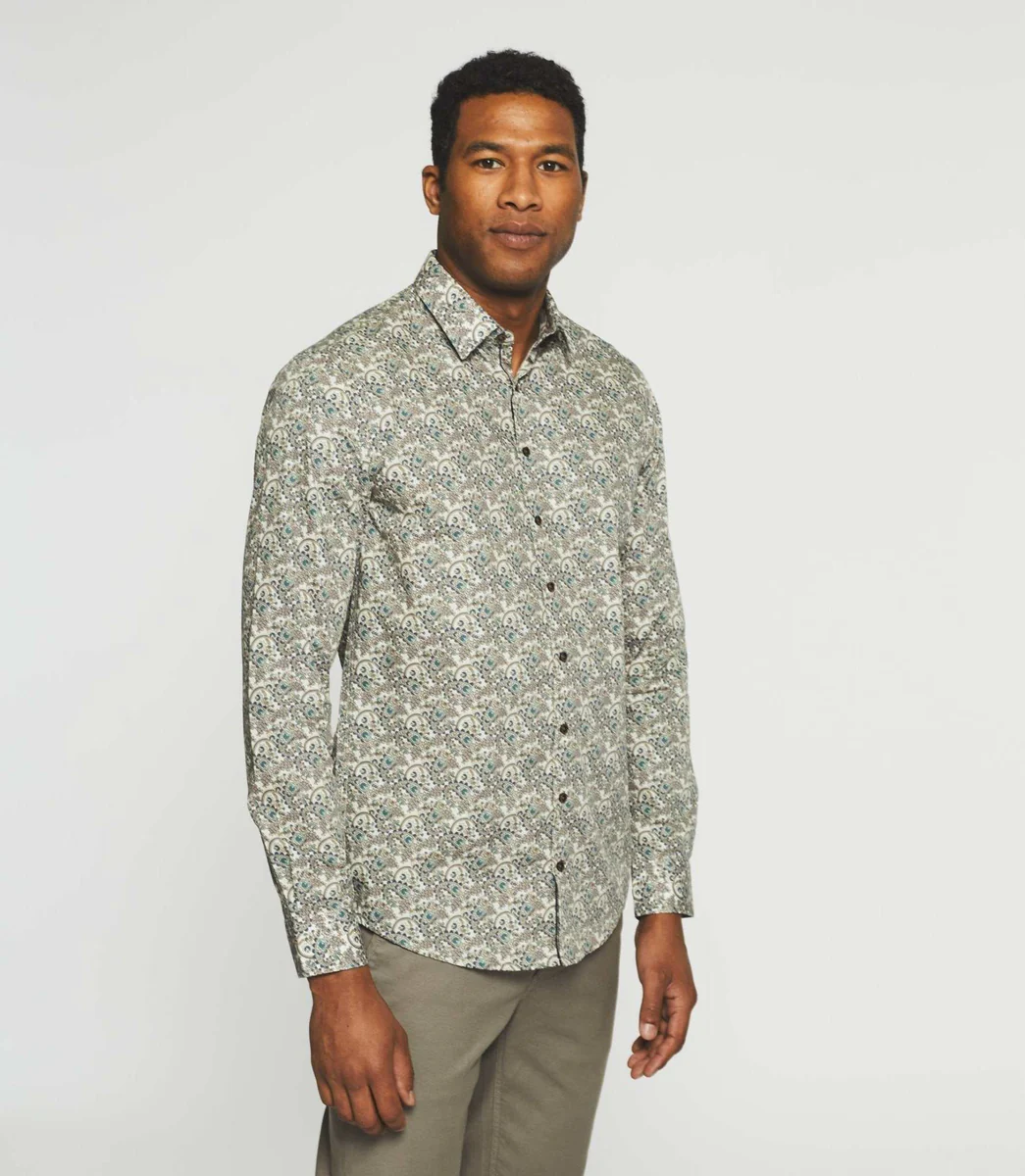 Chemise casual à imprimé beige JOAQUIN