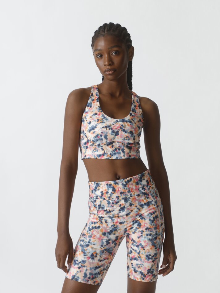 Top esportivo estampado - Branco/laranja