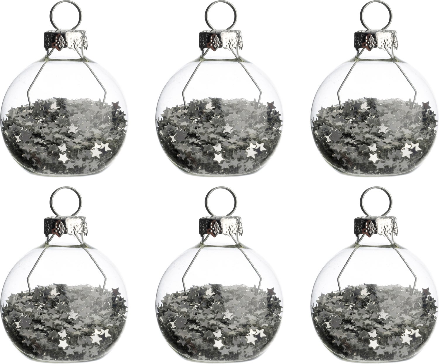 Intratuin naamkaarthouder Krista kerstbal transparant / zilver D 4 H 4,5 cm 6 stuks