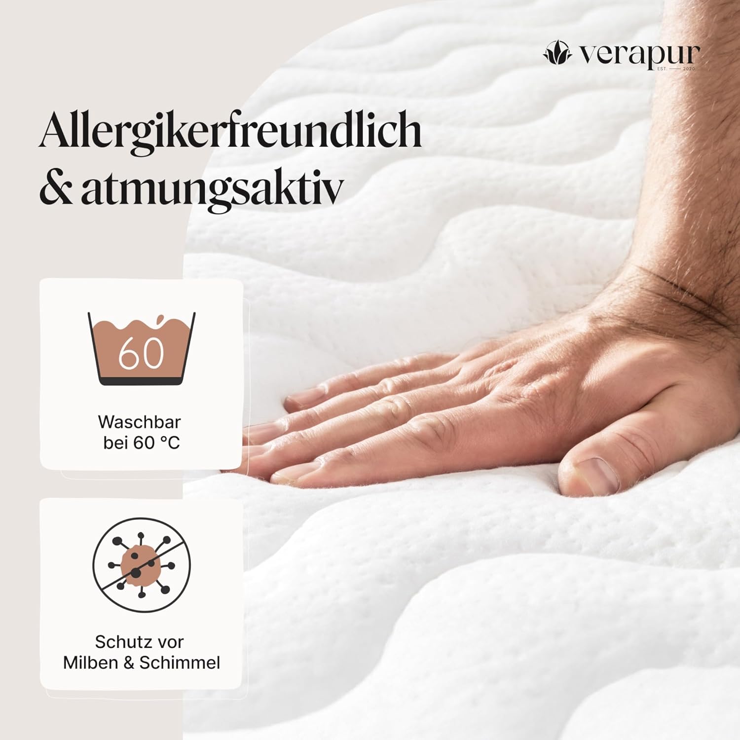 verapur Ortho Plus Taschenfederkernmatratze, H1-100 x 200 cm, 7-Zonen Matratze, Tonnentaschenfederkernmatratze, waschbarer Bezug, Öko-Tex, 23 cm hoch