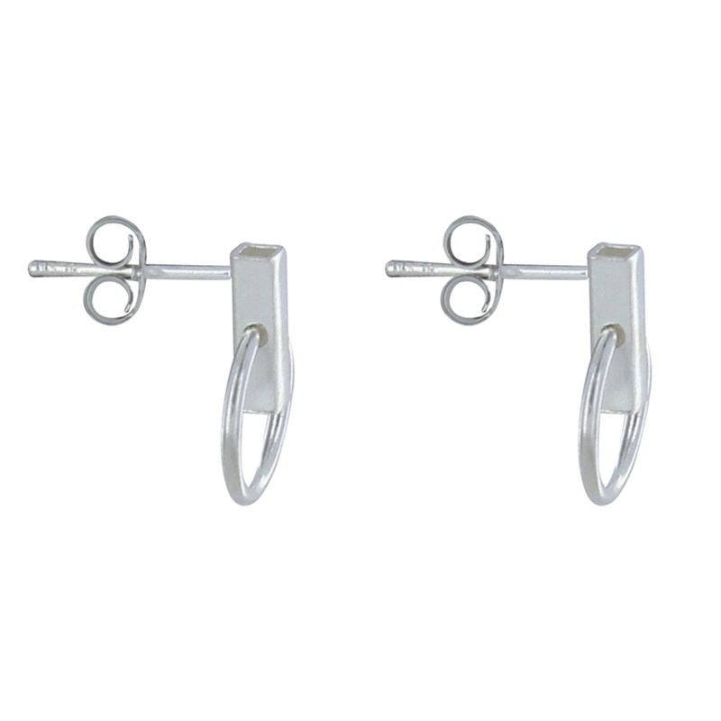 Boucles d'Oreilles Argent Petit Rectangle et Anneau