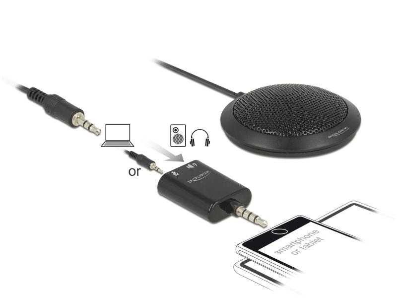 Delock Kondensatormikrofon 3.5 mm für Konferenz Delock Kondensator Tisch Mikrofon Omnidirektional für Konferenz mit 3,5 mm Klinkenstecker 3 Pin