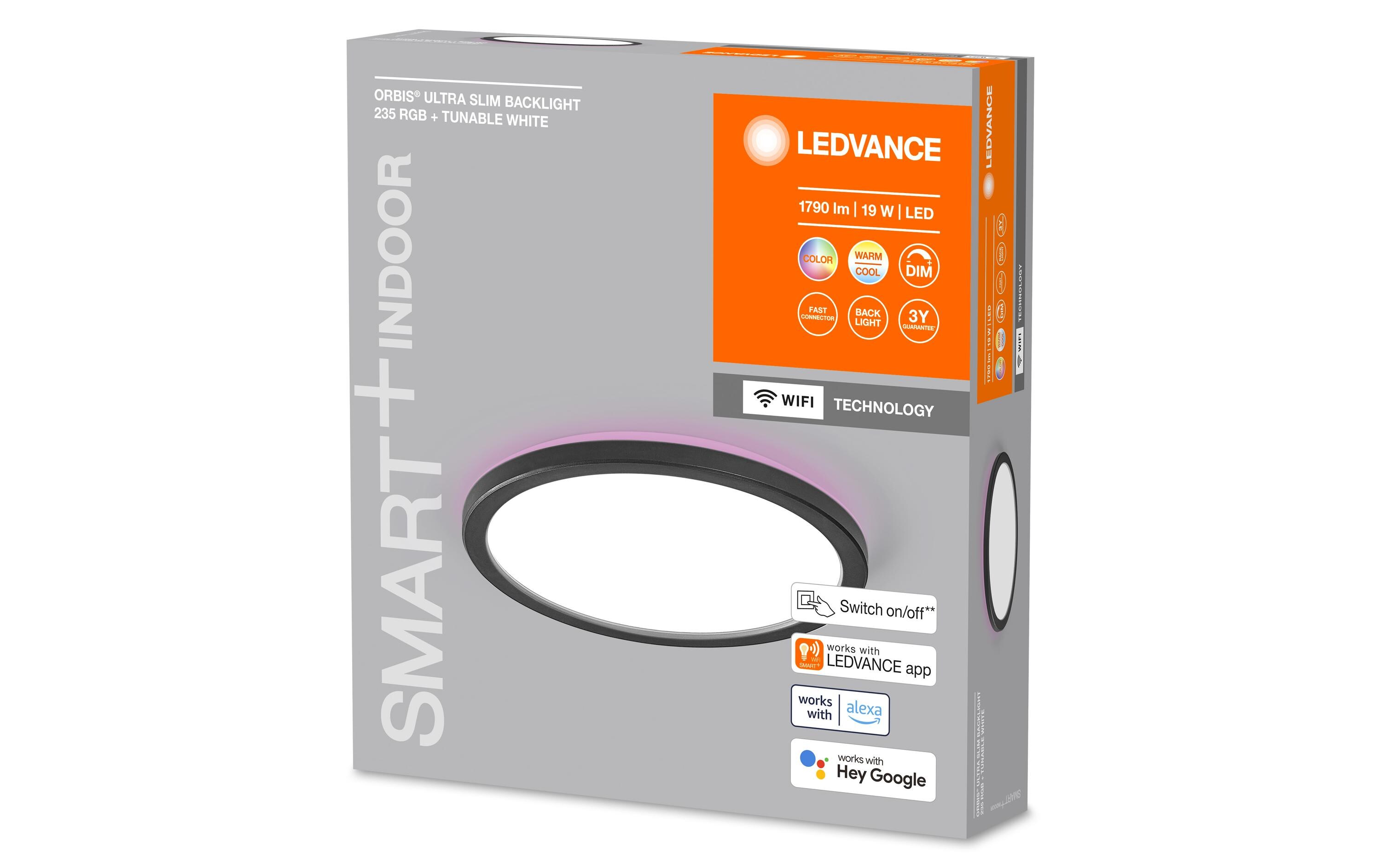 Deckenleuchte Smart+ Orbit Ultra Slim, Ø 23.5 cm, SchwarzSmarte Deckenleuchte