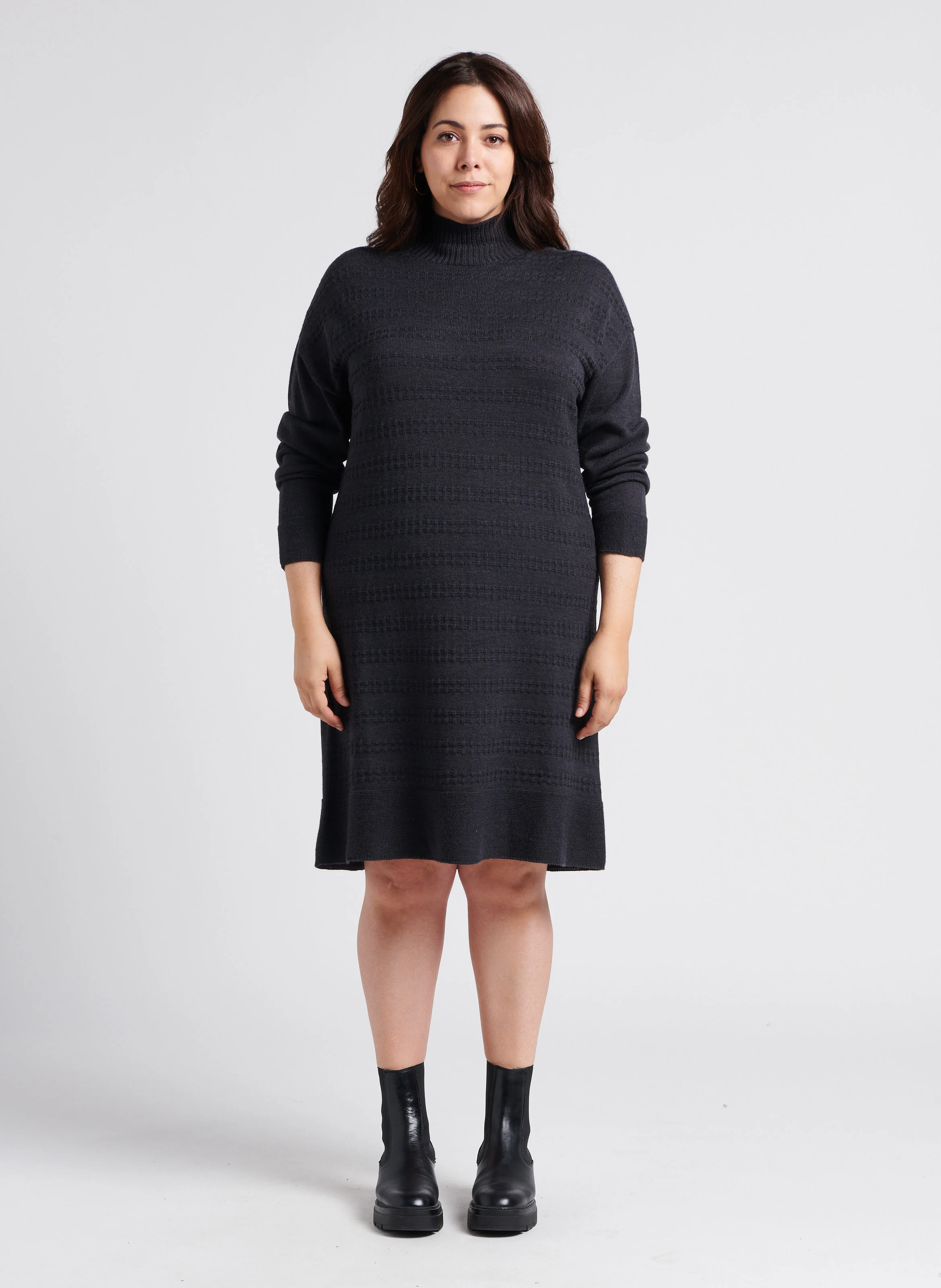 GIADA - Robe pull col montant en laine vierge mélangée | Gris