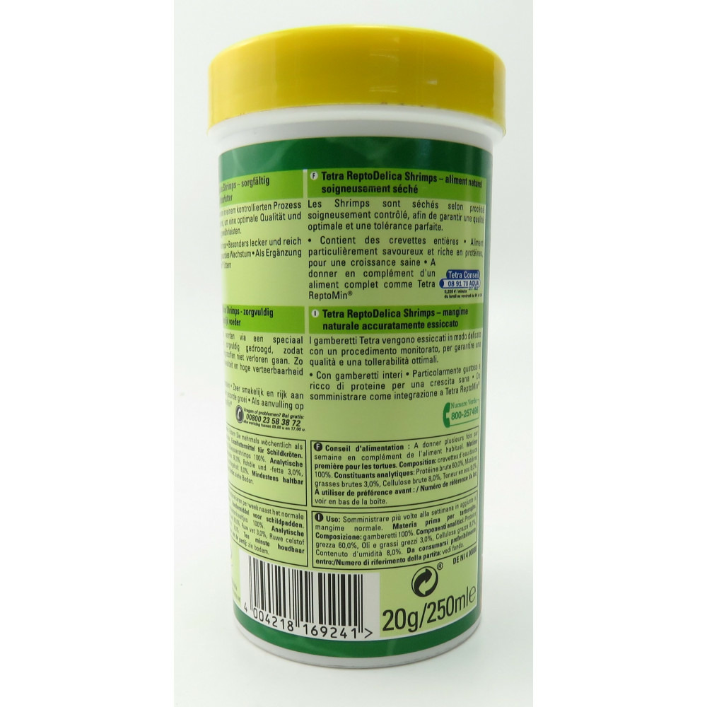 Crevettes séchés 250ml/20g reptodelica pour les tortues d'eau