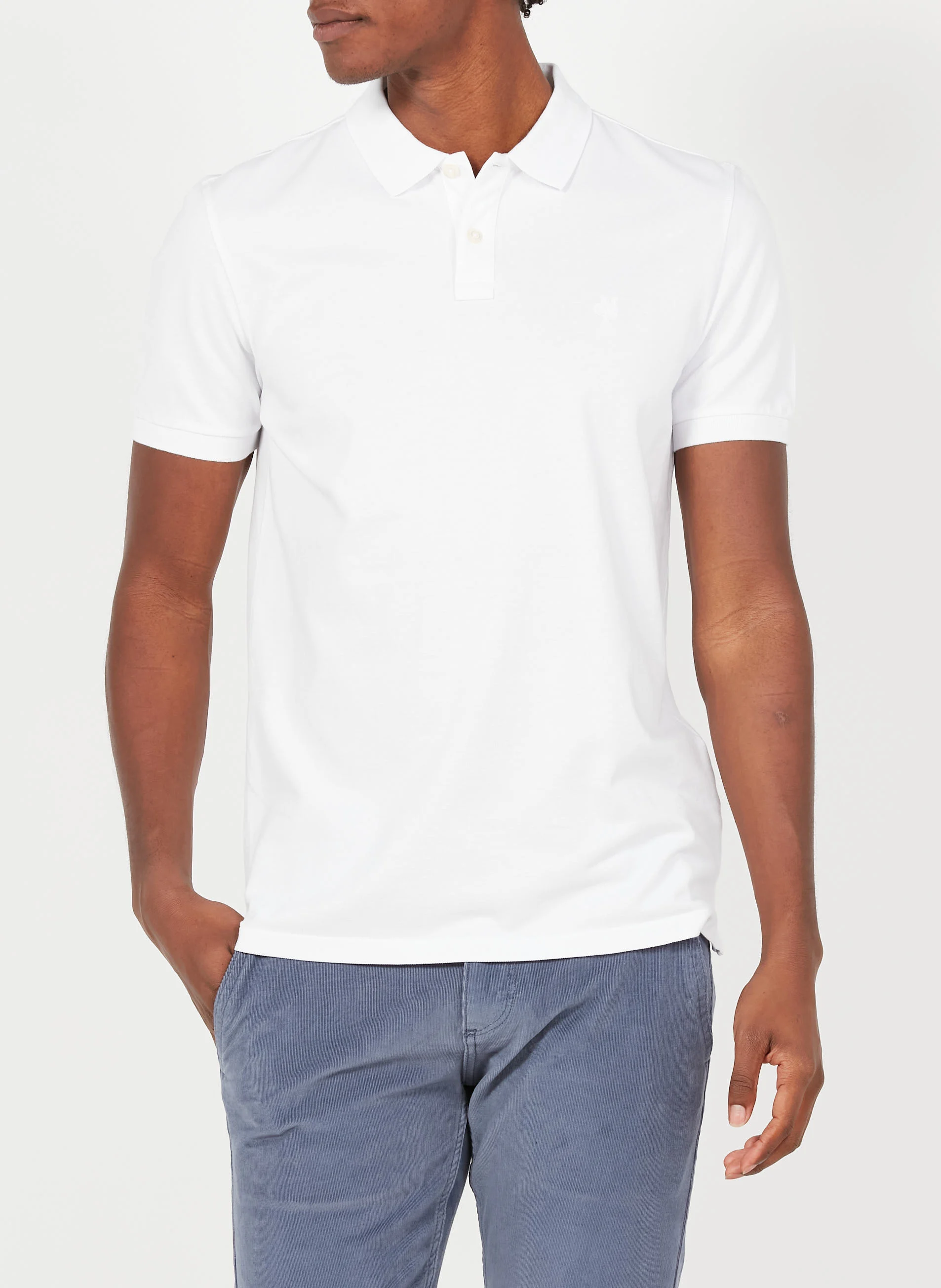 Polo regular-fit brodé en coton piqué | Blanc